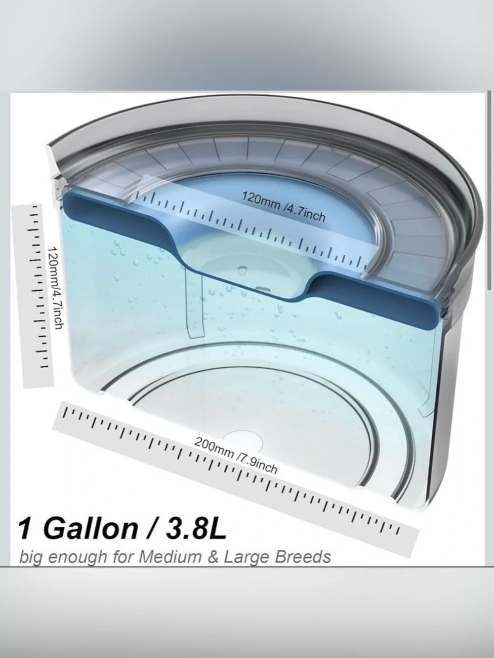 Spill Proof Water Bowl for Dogs-1 Gallon, Anti-Digging & BPA-Free 3.8L Large Cap
